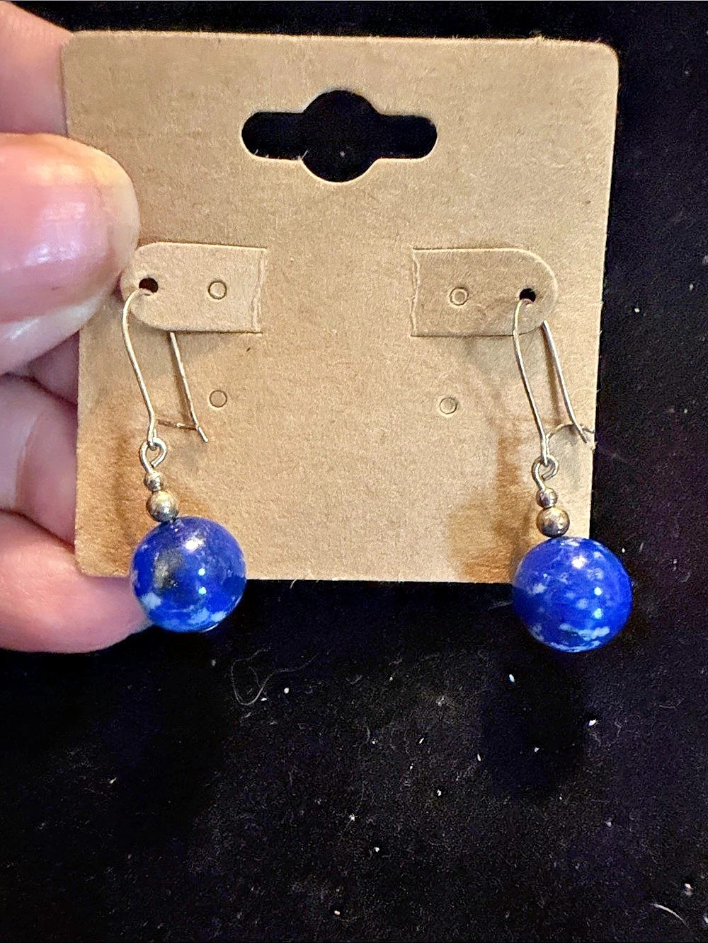 Blue & Gold Beaded Drop Earrings